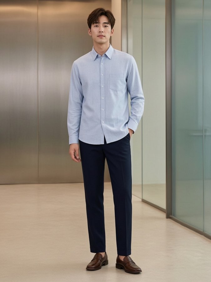 男款浅蓝商务衬衫